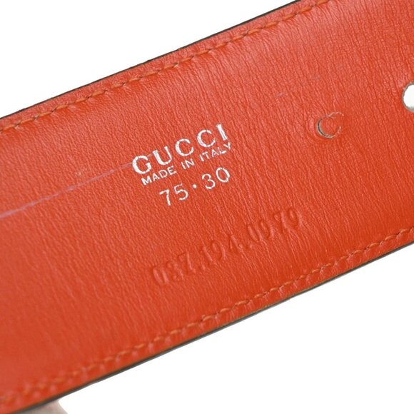 GUCCI GG Logo Interlocking Belt 75/30 Leather Orange SHW Italy 60KB122 - Picture 11 of 12